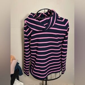 Talbots womens Size medium tee t long sleeved black pink turtle cowl  neck shirt